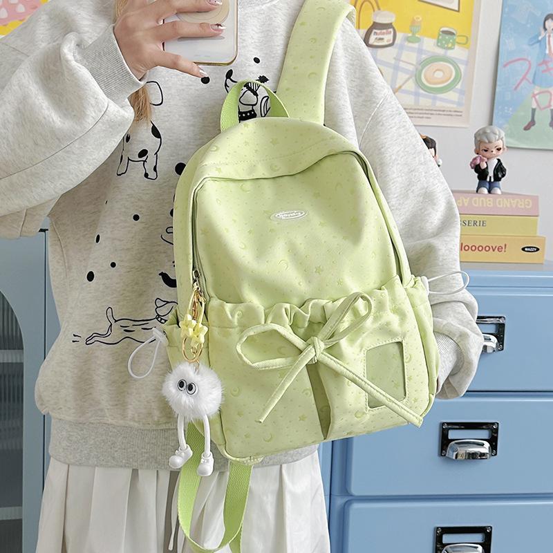 Cute Bowknot Backpack for Women Large Capacity Nylon School Backpack Kawaii Travel Daypack Casual College Bookbag