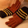 Stripes Women's Knitted Gloves Show Two Fingers Ladies Winter Accessories Korean Style Mittens