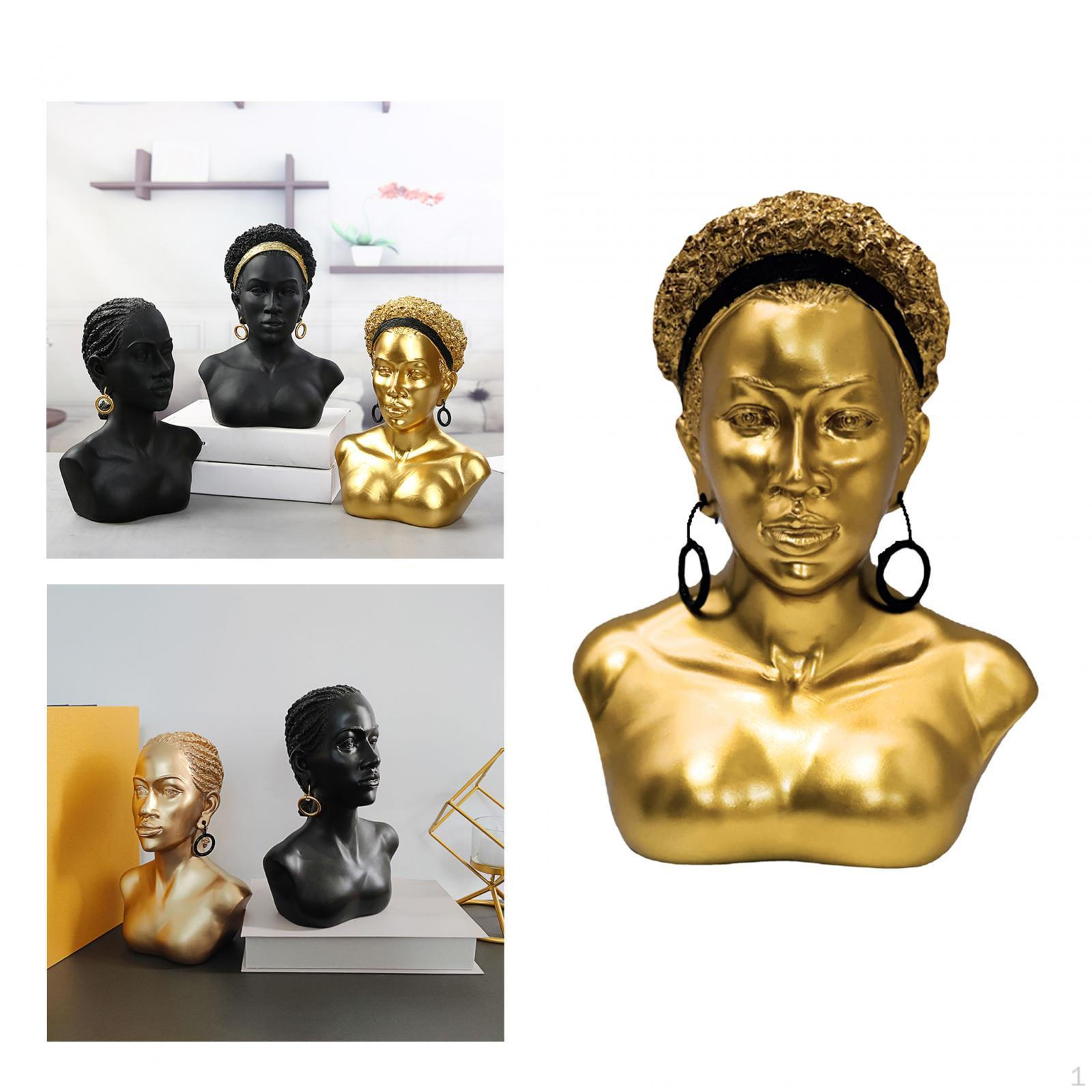 Статуэтка африканской женщины, изделие из смолы, современная женская скульптура, эстетическое украшение Short Hair золотой