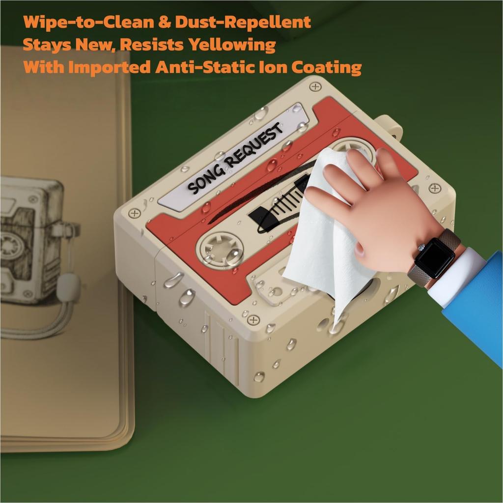 3D Retro Case For AirPods Pro 3 Music Cassette Tape Design with Rope Soft Silicone Earphone Protective Case For AirPods Pro 3