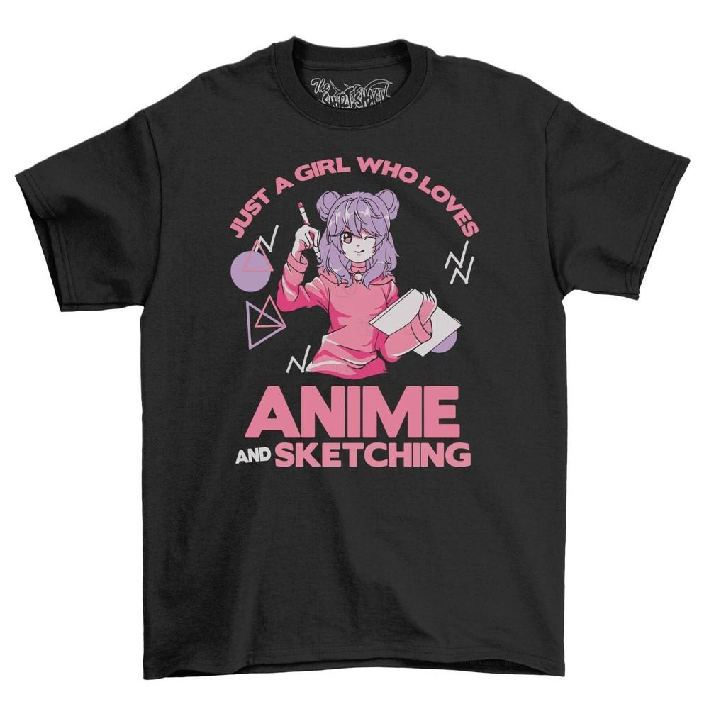 

Anime and Sketching Girls T-Shirt Women s Top Gift For Adult Novelty Shirt 4XL