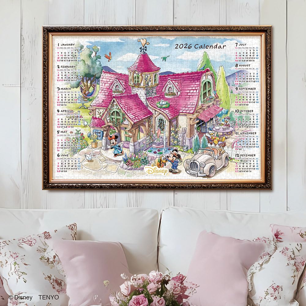 Tenyo (Tenyo) [Made in Japan] 1000-Piece Jigsaw Puzzle Disney 2026 Calendar Jigsaw Puzzle "Welcome Home" (51x73.5cm) D-1000-902, Includes Glue,