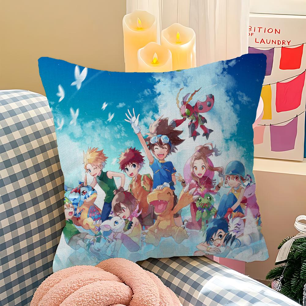 Anime Digimon Office Cushion Pillowcase Car Cushion Cover45X45CM Lumbar Pillowcase Sofa Pillowcover