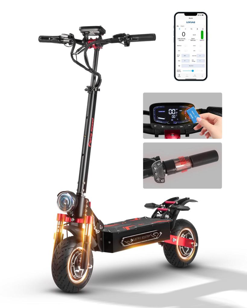 BOYUEDA Q7 Pro Max 70KM/H 1600W E-Scooter - 110KM Range, Foldable, NFC Unlock, Dual Charging, CE/FCC Certified(NO ABE)
