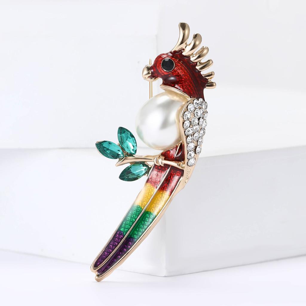 Rhinestone Parrot Brooches for Women Unisex Animal Pin Bird Lapel Pins Event Funny Luxury Gifts New Year Friends Decoration