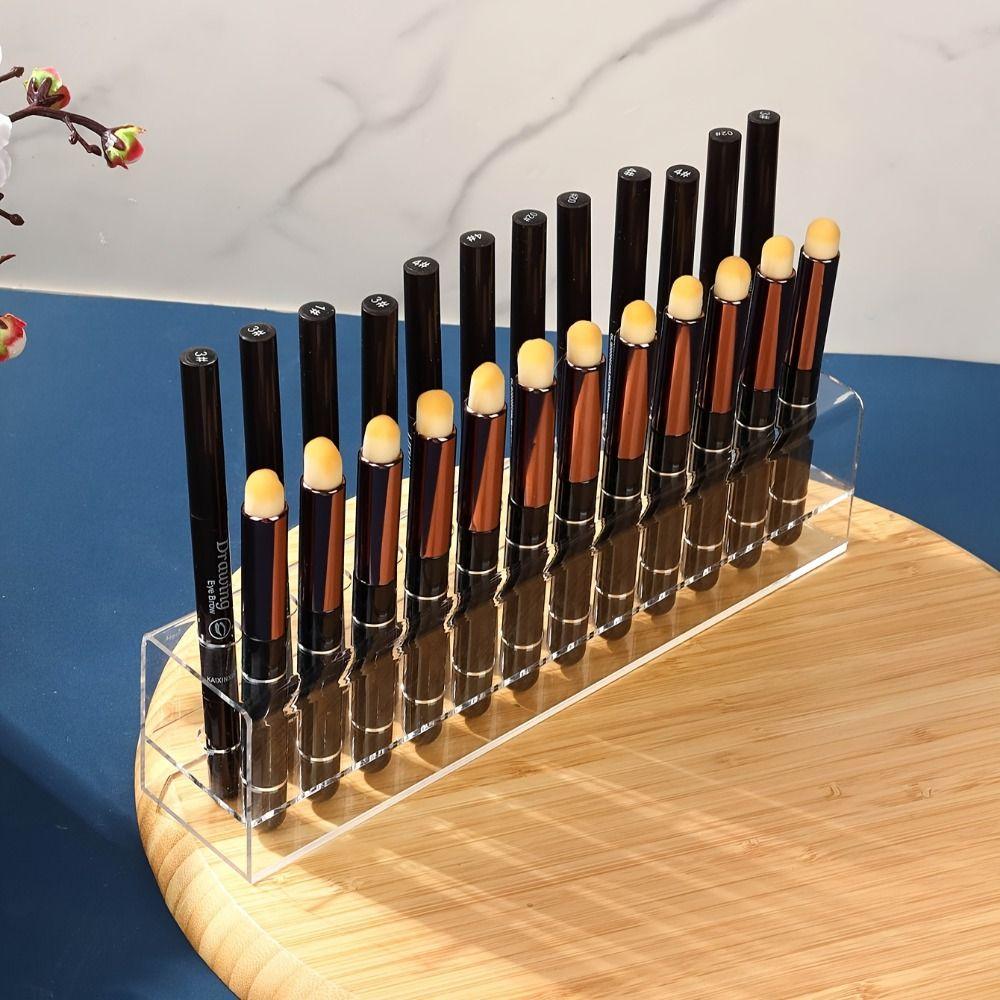 Transparent Mark Pen Holder Acrylic Brush Storage Rack Pencil Organizer Stationery Shop