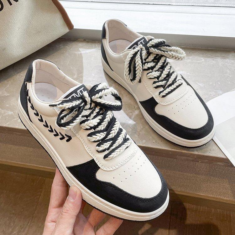 Women's Sneakers Autumn New Rubber Flat Shoes Lightweight Breathable Color-Blocking Wheat Casual Women's Sports Shoes Mixed Batch