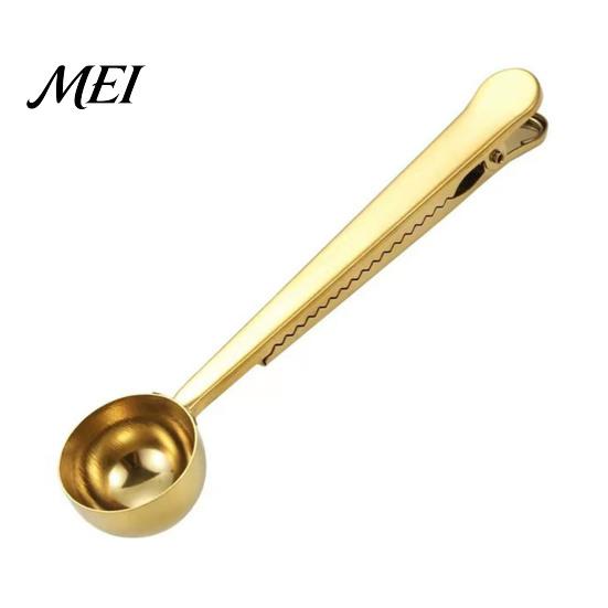 Dual-purpose Spoon And Bag Clip 2 in 1 Clip, Stainless Steel Measuring Precise Capacity Scoop, Multifunctional Powder Sealer for Milk Coffee, Airtight