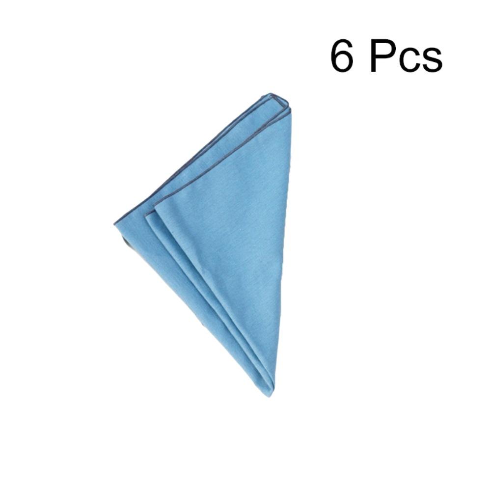 

6PCS Solid Color Dining Table Napkin Square Tea Towel Durable Cloth Napkin Party синий