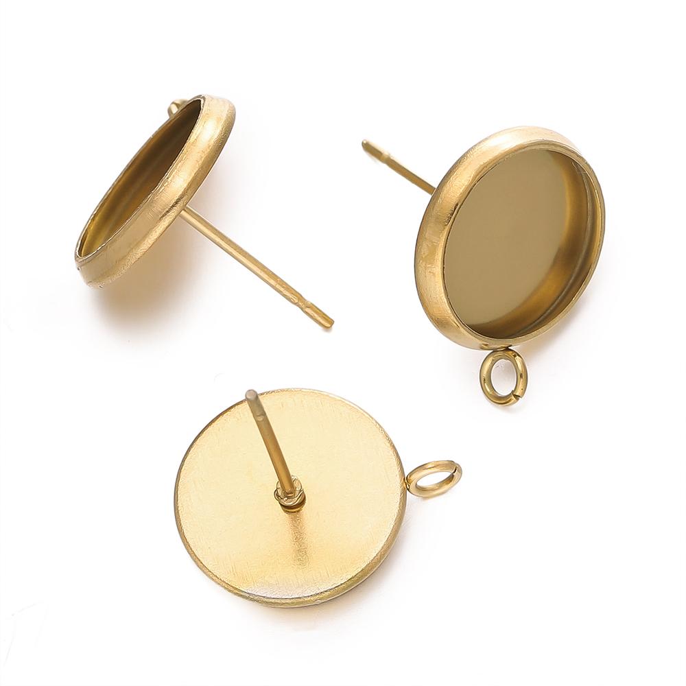 10pcs/lot Stainless Steel Drop/Round Flat Stud Earring Setting Blank Earring Base Resin Cabochon Tray for DIY Jewelry Making