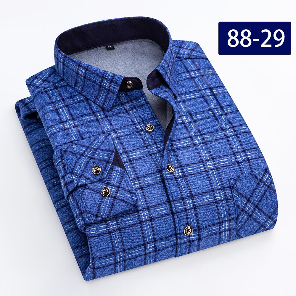 Camicia a quadri con pile double-face a maniche lunghe da uomo per autunno e inverno