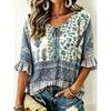 Women's Vintage Paisley Floral Print Tie Front Blouse, Casual Loose Top for Spring Summer Daily Wear