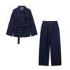 2025 Spring Women's Denim Jacket & Tie-Waist Pant Set