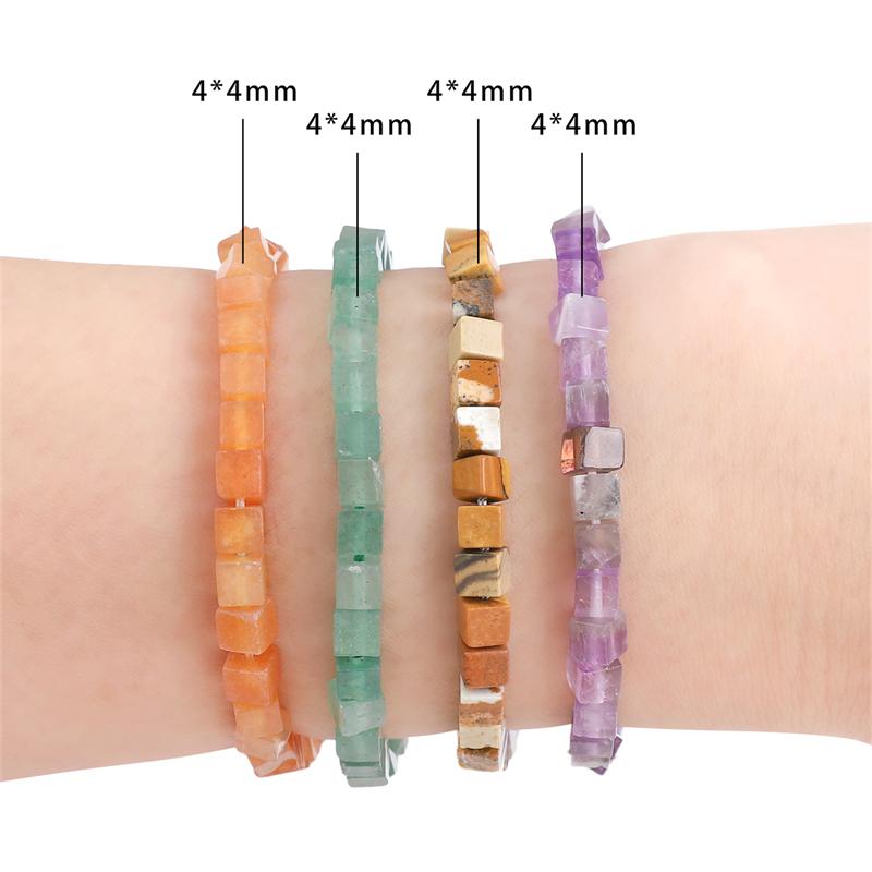 4mm Natural Stone Square Cube Beads Tiger Eye Agate Quartz Aventurine Stone E Spacer Loose Beads for Jewelry Making  85pcs 38cm