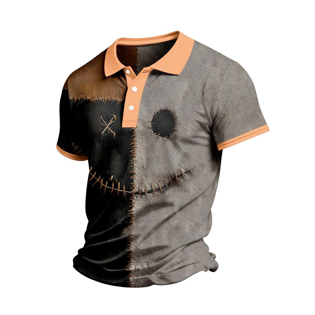 Men's Casual Short Sleeve Shirt with Halloween Print