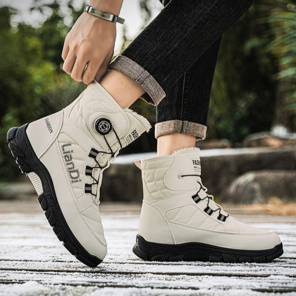 Thick Soled Shoes, Snow Boots, Plush, Thickened, Warm Shoes, Cotton Boots, Swivel Buckles, Breathable Men's Shoes