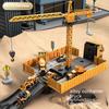 Jumbo Alloy Container Truck Set with Multi-Function Crane Yellow, Manual Operation, Durable Plastic Construction Toy for Boys, Ideal Christmas Gift