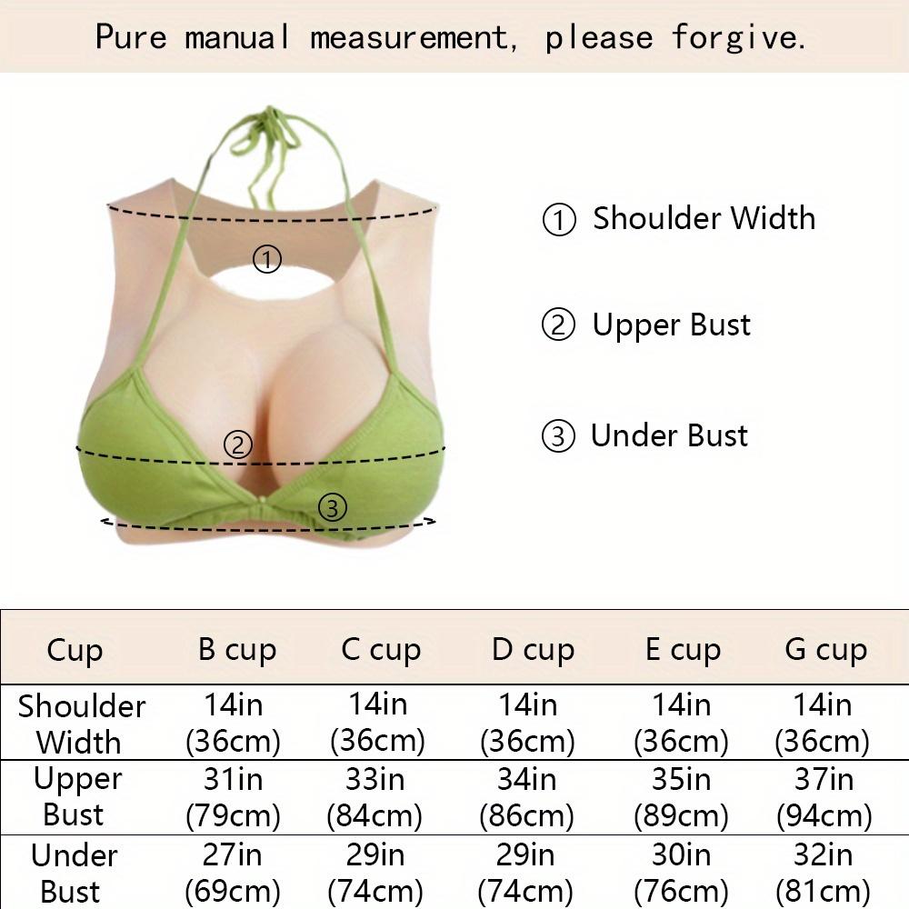 Silicone Fake Breast Plate  B/C/D/E/G Cup Round Neck Hollow  for Transgender People Crossdressers and Breast for Fashion and Comfort