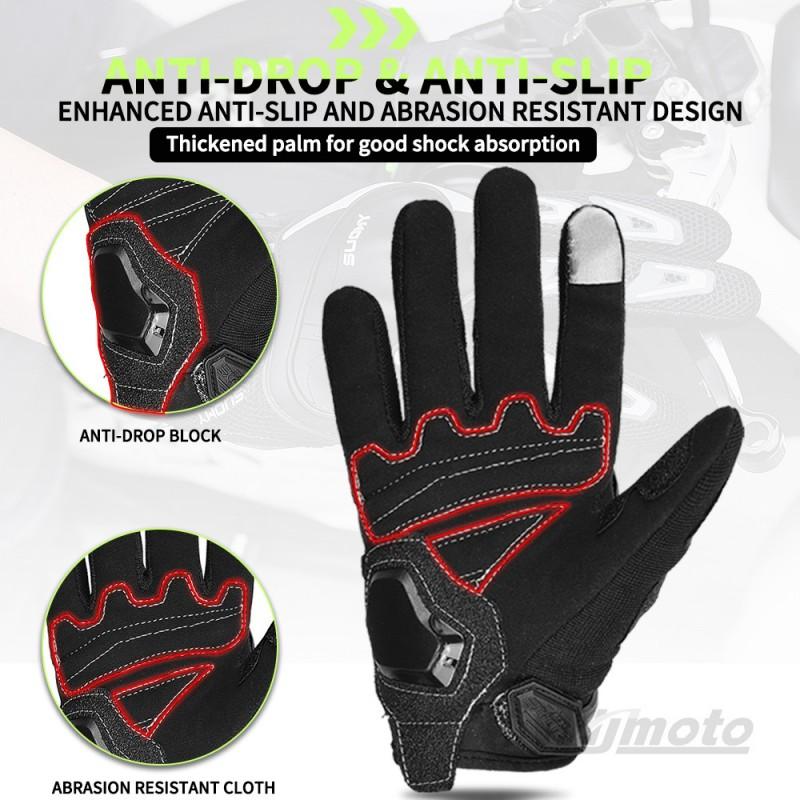 Full Finger Motorcycle Gloves Men Women Anti-Slip Abrasion Resistant Breathable Touchscreen Compatible Riding