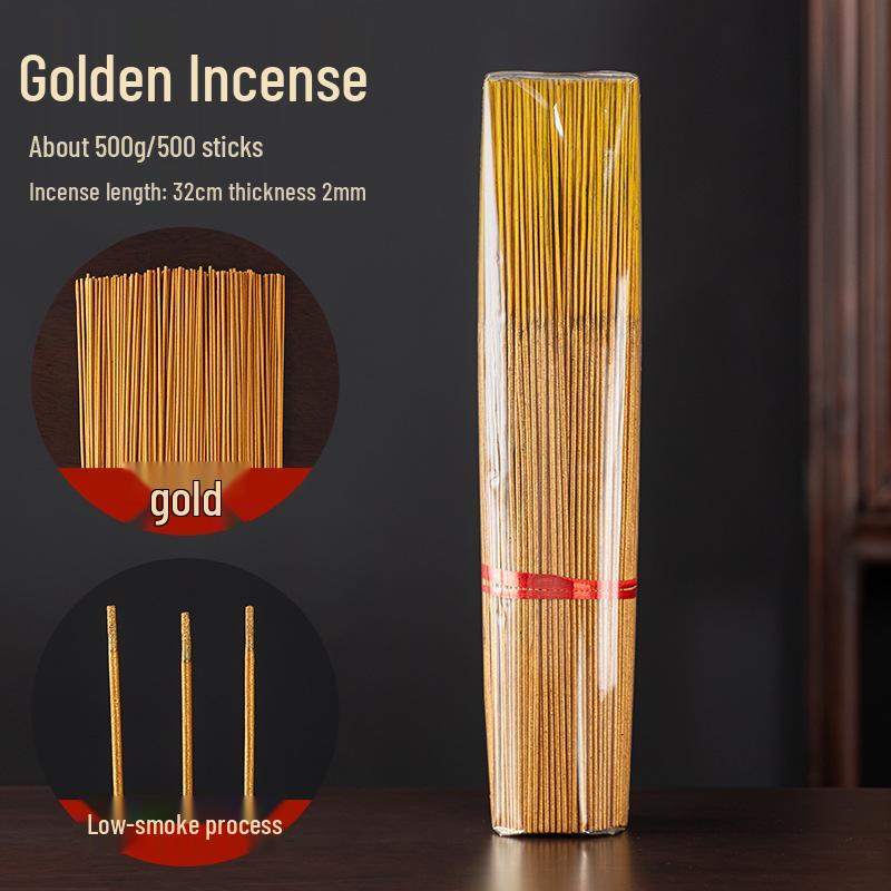 Golden Smokeless Sandalwood Bamboo Incense Sticks for Worship and Offerings