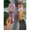 New bow-tied rhinestone one-word slippers flat-bottomed women's outer wear one-pedal fashion slippers