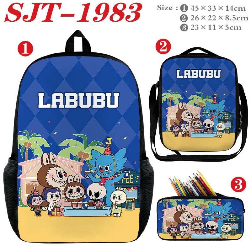 Anime School Bag Set 3 Piece, Wear-Resistant Waterproof Large Capacity Backpack Crossbody Bag Pencil Case, Kids Bookbag