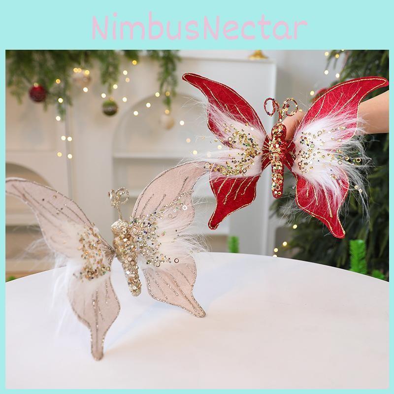 Celebration Christmas Butterfly Decor Props With Soft Fabric Accessories Party