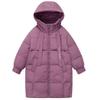 Giacca in piumino per bambini, ragazze, lunghezza media, invernale, bianco, in piuma d'anatra, tinta unita, spesso, casual, cappotto
