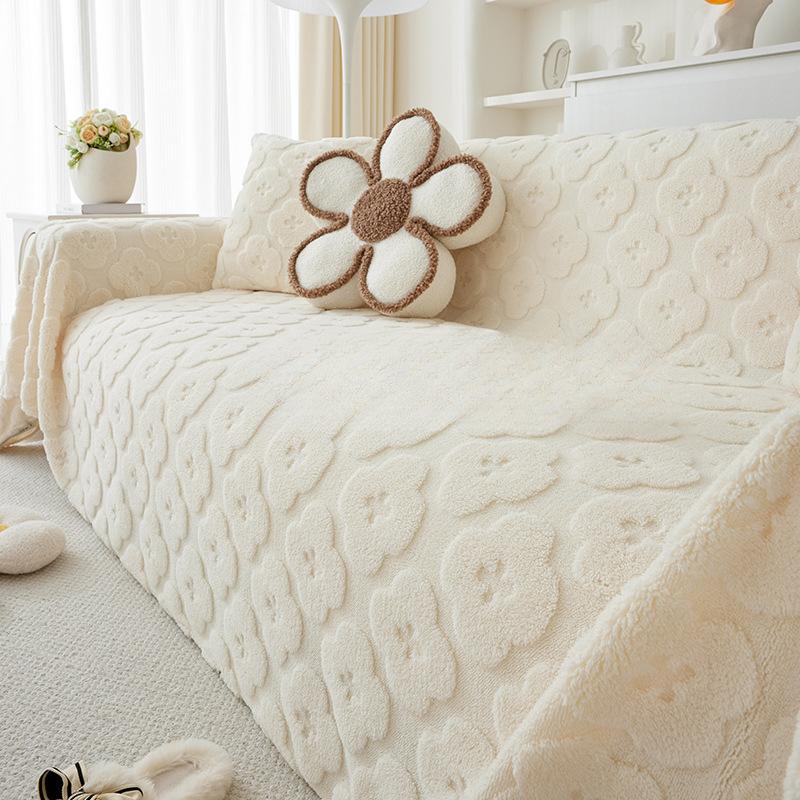 Soft Cotton Wool Shampoo-hair Towel Plush Thickened Sofa Cover Winter Simple Sofa Cover Sofa Blanket