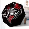 1 Stück Rose Rammstein Tattoo Thema Hochwertiger Regenschirm, Automatisches Öffnen und Schließen Regenschirm, Multifunktionaler Regenschirm G0811019