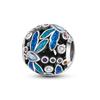 Copper Metal Blue Murano Bead Component Pansy Flower Dangle Charm Bead Component Compatible With Authentic Original Brand Bracelet High Quality Fine