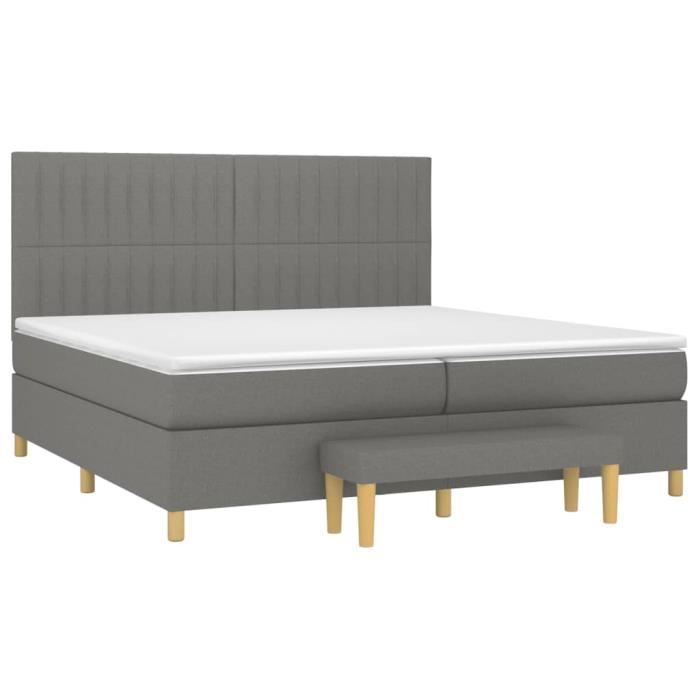 3137342 vidaXL Divan Bed with Mattress Dark Grey 200x200cm Fabric