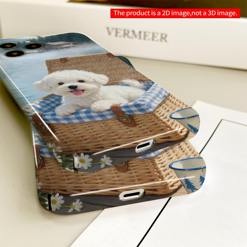 Cozy Puppy In Wicker Basket by Lake All Inclusive Film Hard Phone Case, Compatible with iPhone 18 Pro Max 17 16 15 14 13 12 11