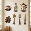 7Pcs Coffee Themed Coffee Utensil Wooden Ornament Vintage Dining Room Wall Decor Set  Bar