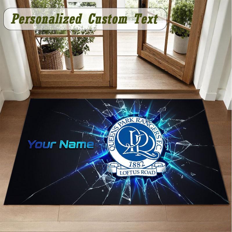 Crystal Velvet Square Rug Custom NameQueens Park Rangers Pattern Non Slip Home Floor Decor Rug