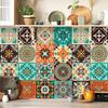 10Pcs Retro Mandala Tile Stickers  Waterproof PVC Decals - Blue & White Moroccan Floral Wall Floor Mural for Kitchen Bathroom DIY
