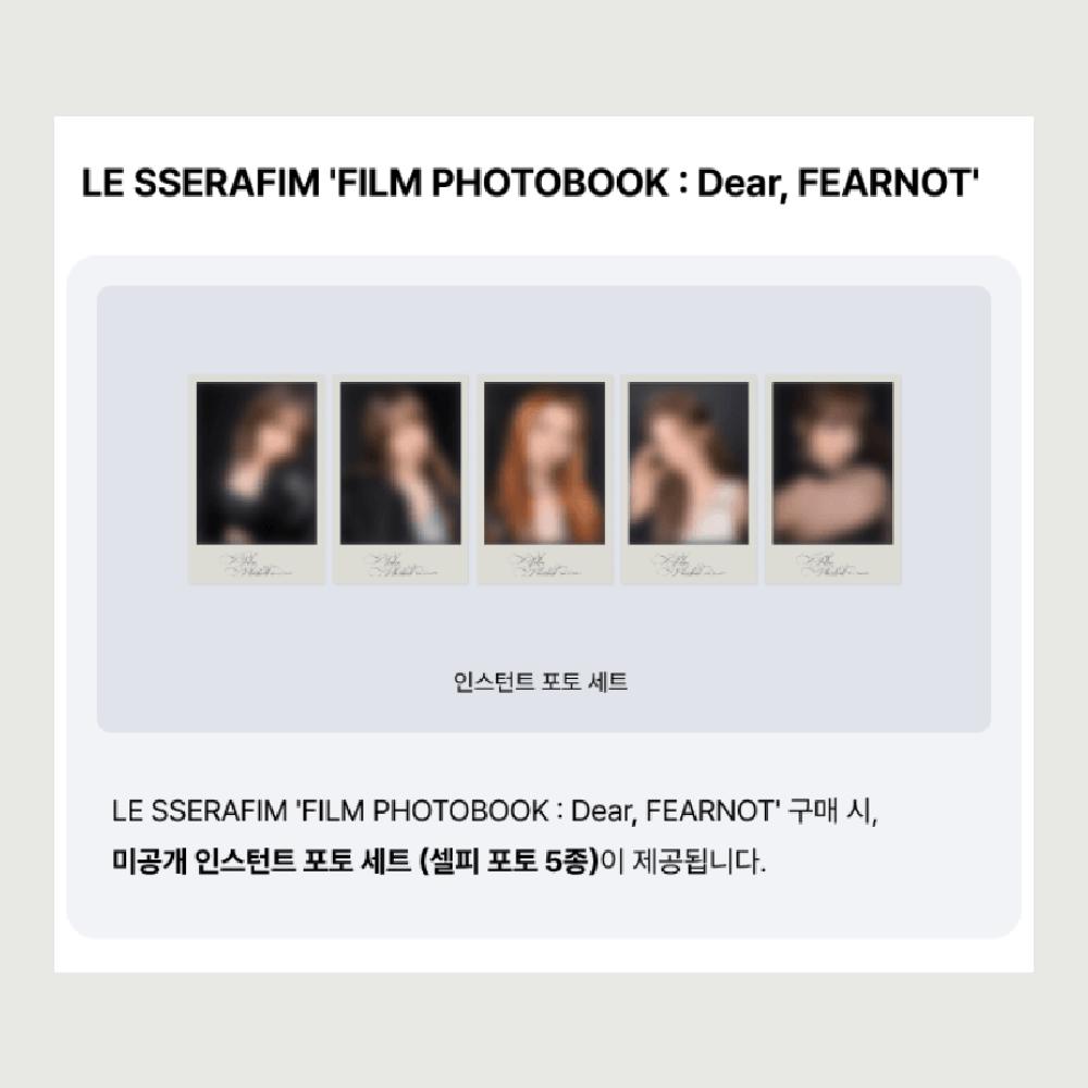 Pre-order LE SSERAFIM Film Photo Book Dear, FEARNOT & SHOP POB