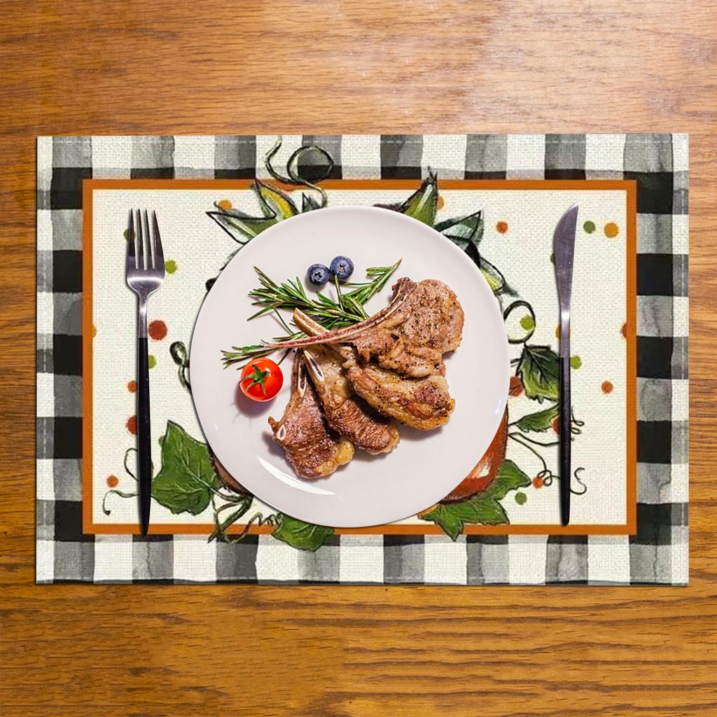 Autumn Pumpkin Dish Placemats For Kitchen Countertops Kitchen Accessories Dish Placemats Washable And Dollies for End Tables