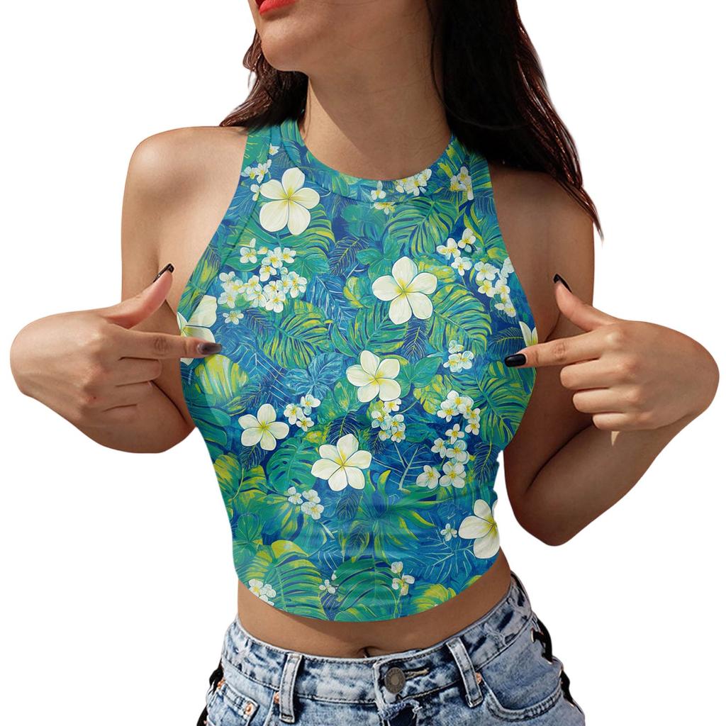 Women's Fashion Hawaii Print Sleeveless Base Tank Top