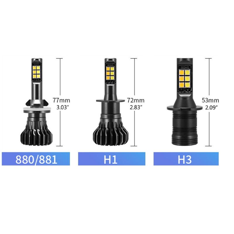 Car Highlight LED Anti Fog Lamp Bulb Dual Color H1 H3 880 881 Driving Light 2pcs