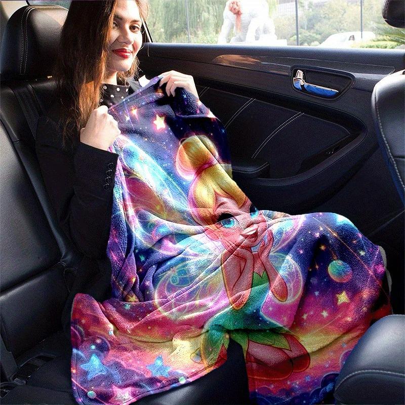 1pc Tinker Bell Printing Blanket - Soft, All-Season Throw for Office Blanket, Car, Travel