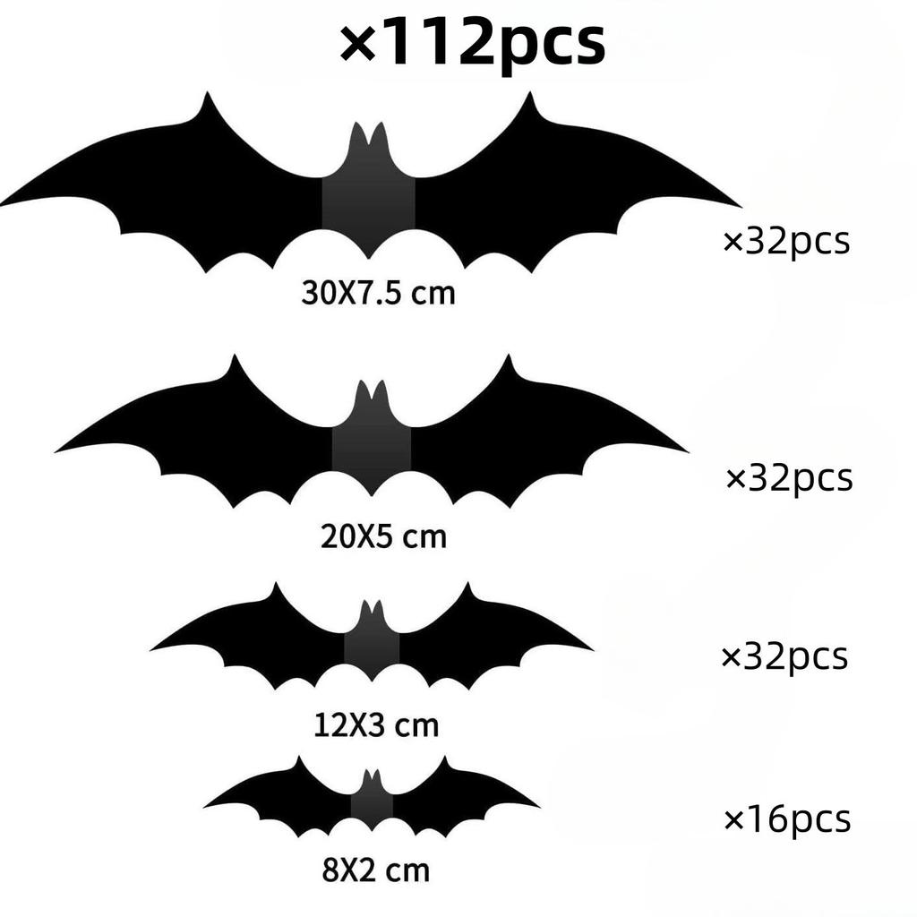 Halloween 3D Bats Wall Decorations, Black Hanging Bat Stickers, Spooky Party Supplies for Haunted House Decor