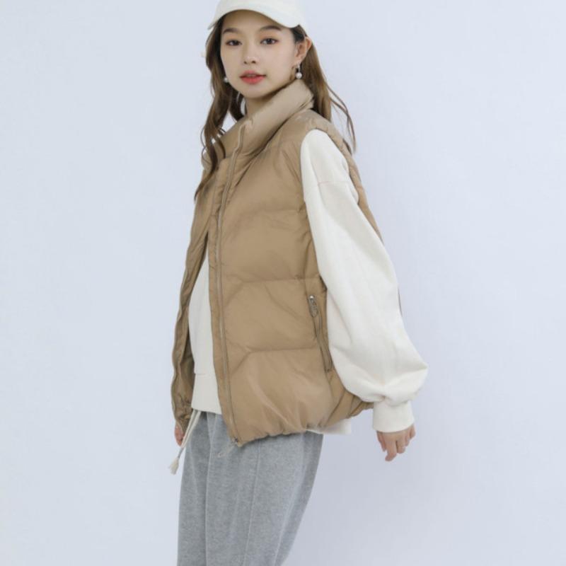 Autumn and Winter Women's Loose Stand-up Collar Waistcoat Women's Vest Simple Duck Down Jacket