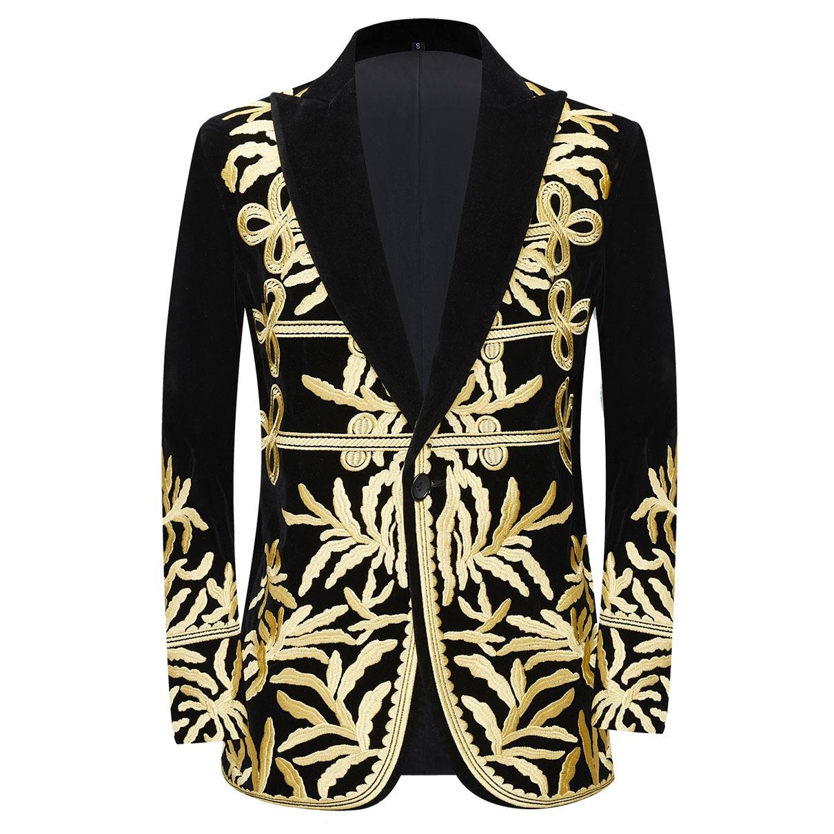 

Мужские бархатные узорчатые вышитые пиджаки и блейзеры M чёрный