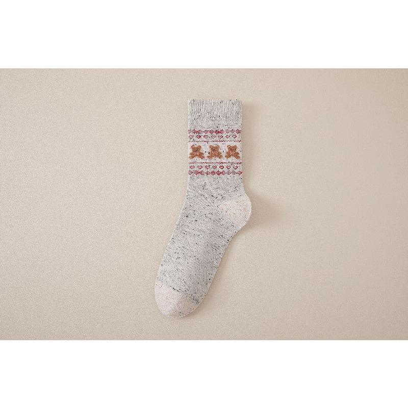 

Fair Island Bear Wool Mid-calf Women s Socks for Winter Are Fashionable, Cute, Warm and Thickened 1 pair