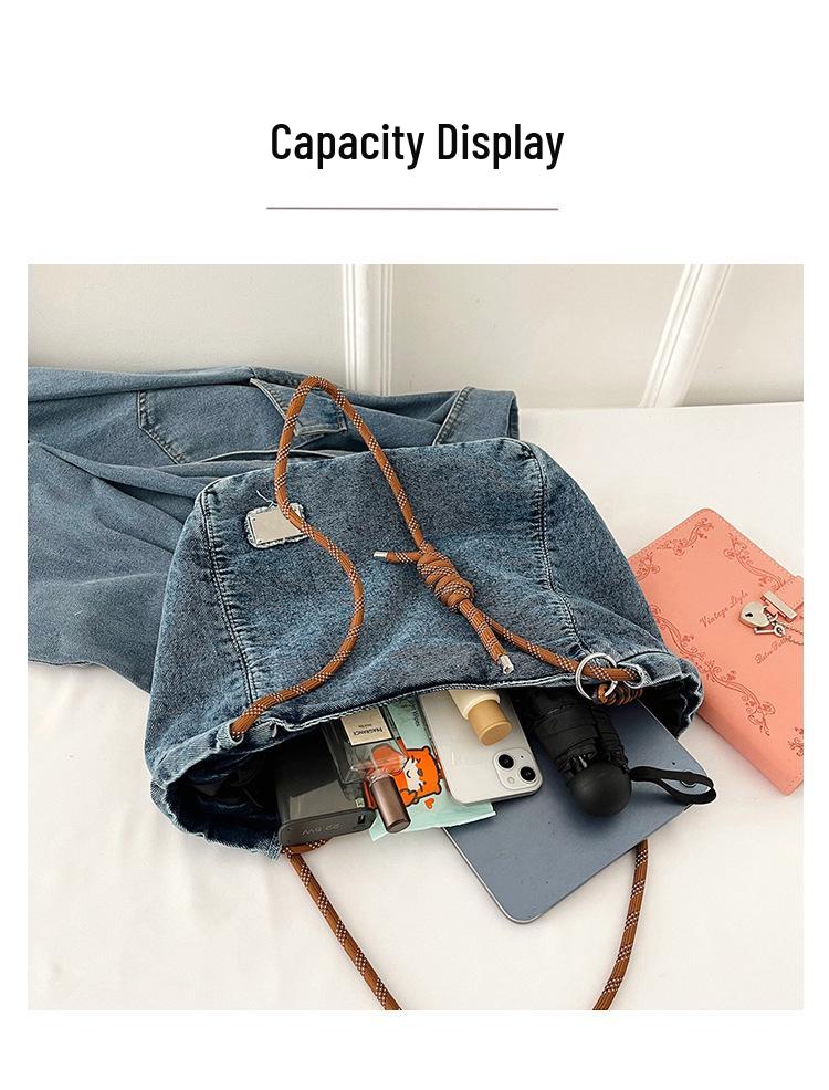 Damen 2025 Denim Schulter-Tote mit großem Fassungsvermögen - Trendig & Strukturiert