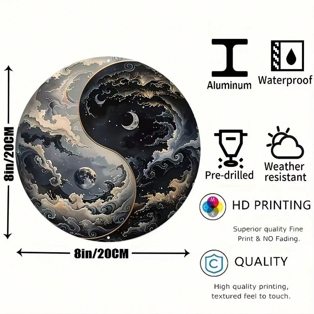 

Yin Yang Bagua Aluminum Metal Wall Art Symbolic Durable Home Decor 20X20CM різнокольоровий