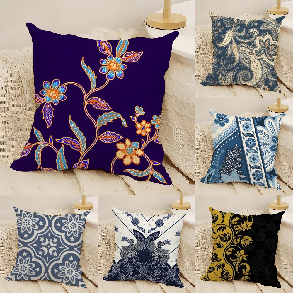 Classic Batik Printing 1 Pillow Case Linen Cushion Covers For Decorative Sofa Home Pillows Case Car Chair Pillows Cases
