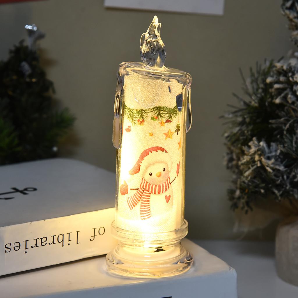 Christmas Simulation Candle Lights, Printed LED Electronic Candles, Festival Atmosphere Decor Ornaments