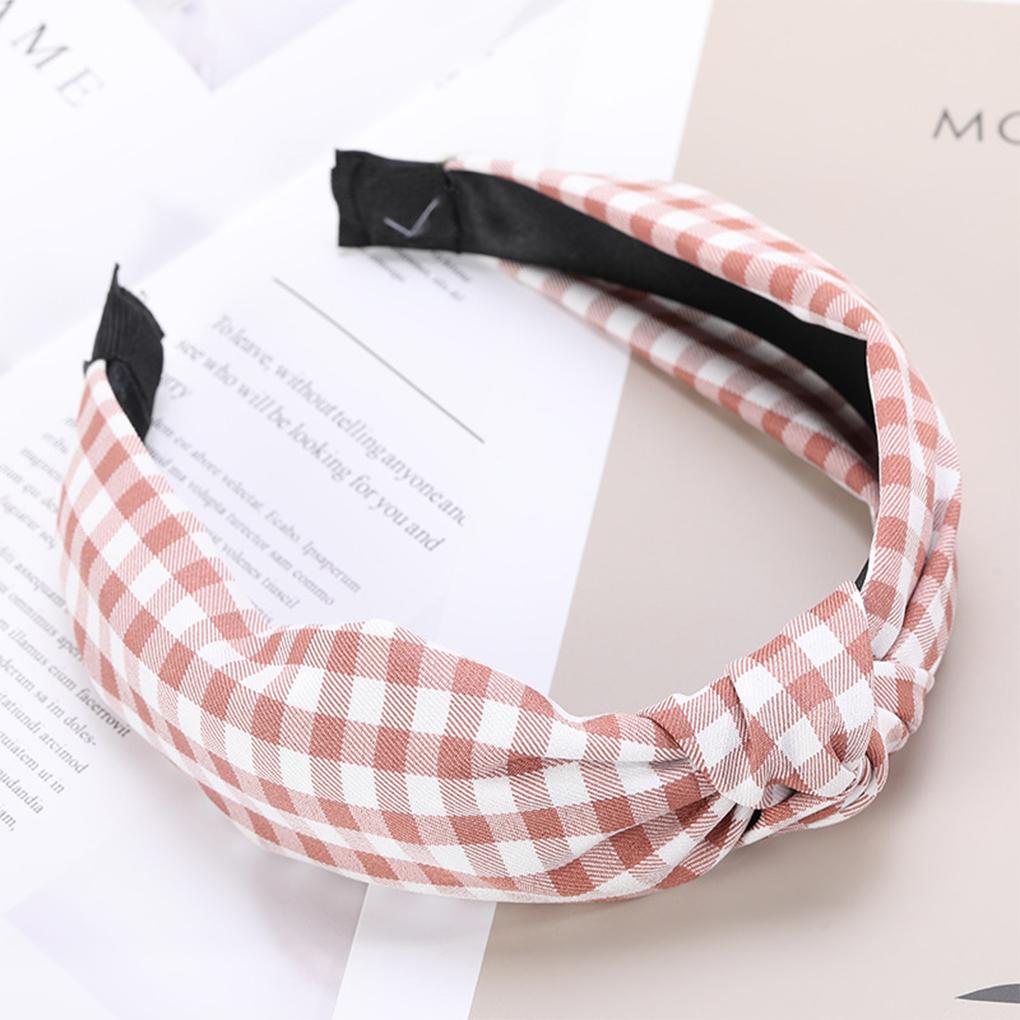 Hair Accessories Face Washing Supplies Knotted Headband Daily Wear Clothes Matching Accessory Sweet Plaid Hairband Adult Women